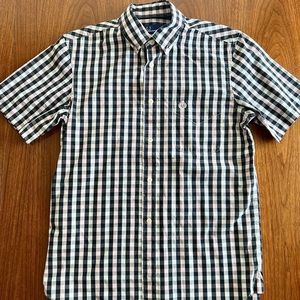 Light Pink, checkered Fred Perry short sleeve.